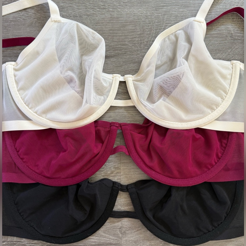 Auden Unlined Demi Underwire Bra – Bundle of 3 (Size 38C)